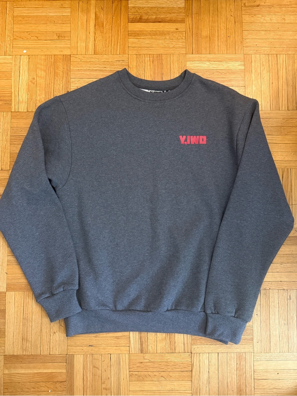 Men's Dark Charcoal Crewneck Sweatshirt with Pink Logo